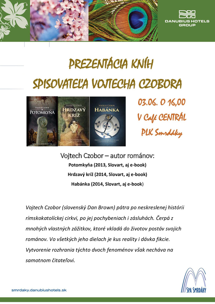 Pozvánka na prezentáciu kníh spisovateľa Vojtecha Czobora