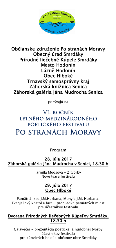 Pozvánka na Letný medzinárodný poetický festival Po stranách Moravy