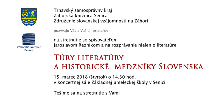 Pozvánka na stretnutie so spisovateľom Jaroslavom Rezníkom