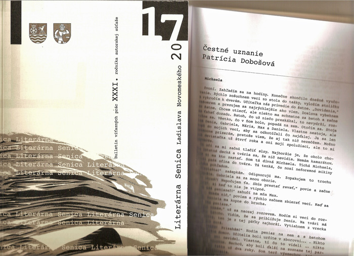 XXXI. Literárna Senica Ladislava Novomeského 2017 Patrícia Dobošová z Dolnej Súče - Čestné uznanie v I. kategórii za prózu