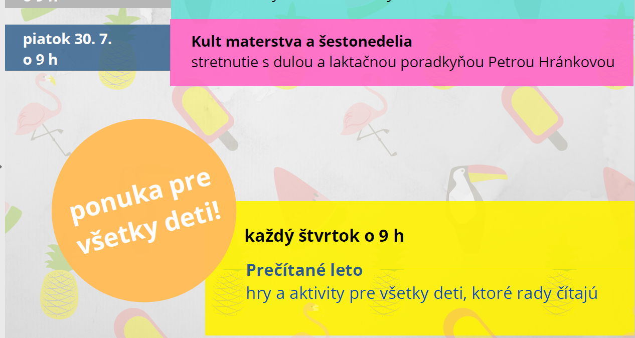 Týždeň v knižnici: ďalšia téma Prečítaného leta i Piatky pre matky